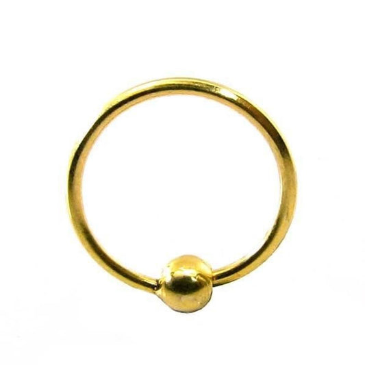 Plain Wire Nose Ring 14k Real Yellow Gold