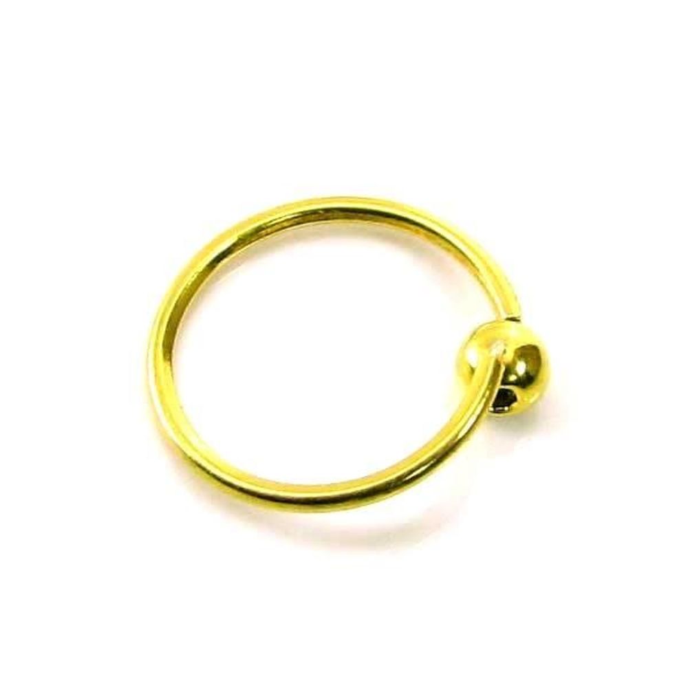 Plain Wire Nose Ring 14k Real Yellow Gold