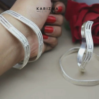 Indian Style Real Sterling Silver Women Bangles Bracelet (Kangan)