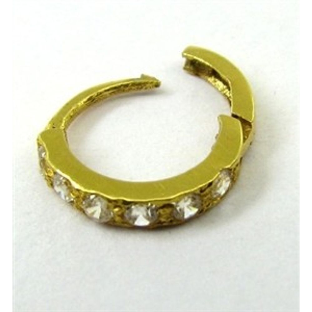 14k Solid Real Gold 22g Nose ring with shiny stone