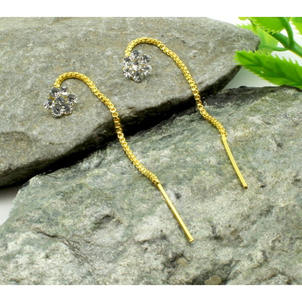 Triangular Florid Diamond Sui Dhaga Earrings-Candere by Kalyan Jewellers