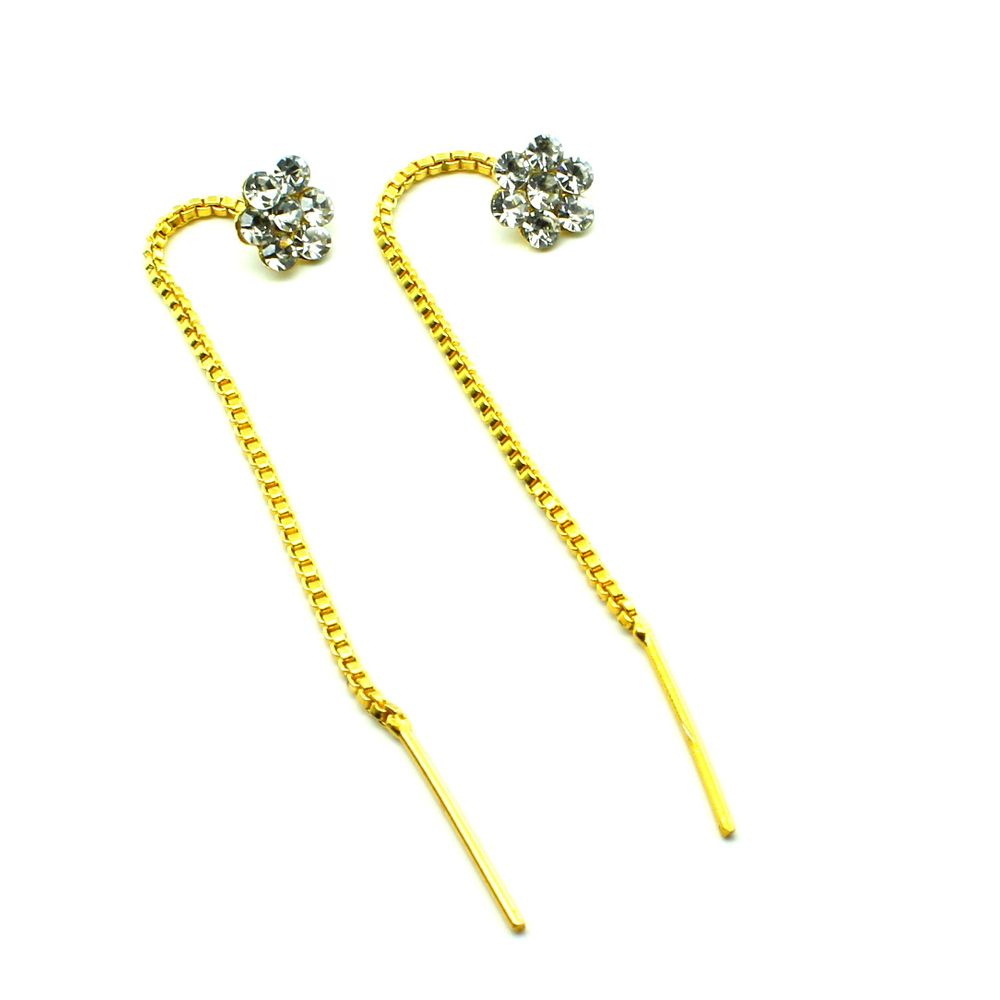 Manufacturer of 22k / 916 gold 2 line vertical sui dhaga earrings | Jewelxy  - 43079