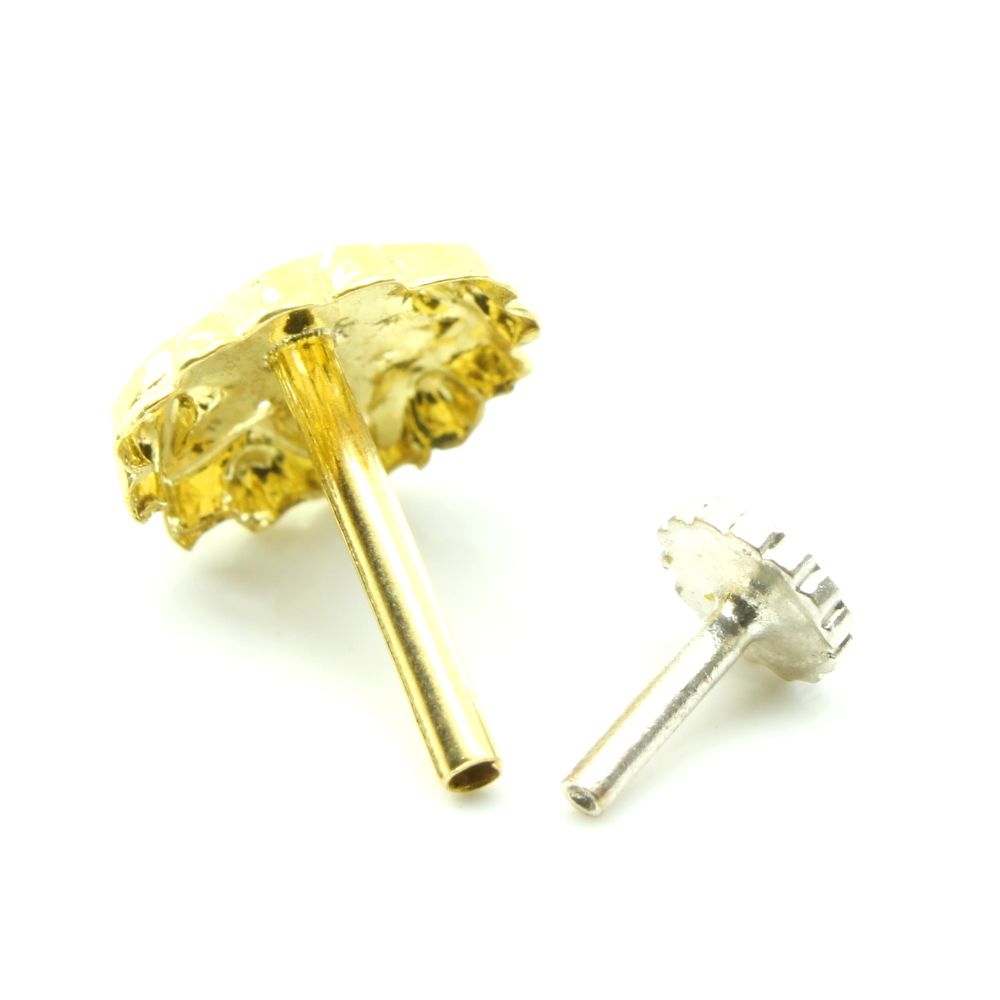 Real Gold Nose Stud Solid 14K Gold Piercing Push pin Nose stud 18g