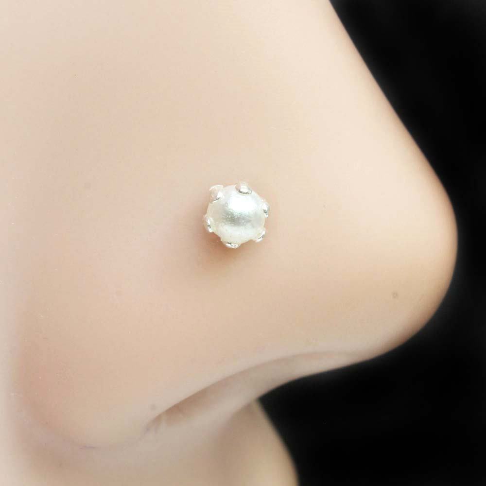 Buy Antique Pearl Nose Ring With Gold Plating 218907 | Kanhai Jewels