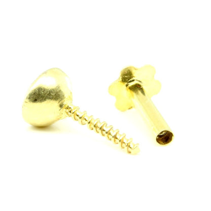 Nose Stud Solid Real 14k Yellow Gold Screw Back 18g