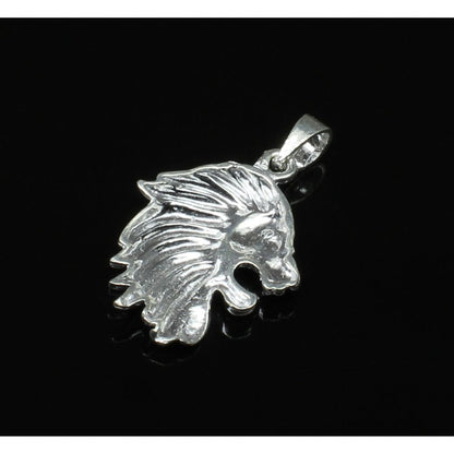 Loin Head Sterling Silver Pendant