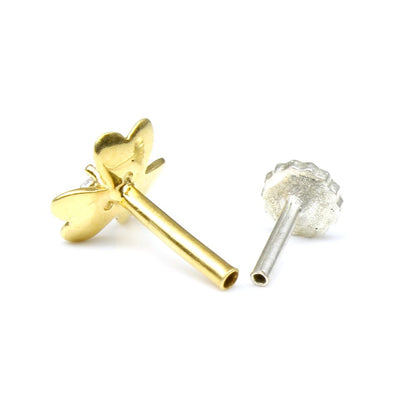  Nose Pin Solid 14k Yellow Gold with push pin