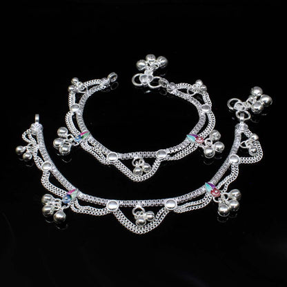 Real Solid 925 Silver Jewelry Kids Anklets chain foot baby Bracelet 6.5"