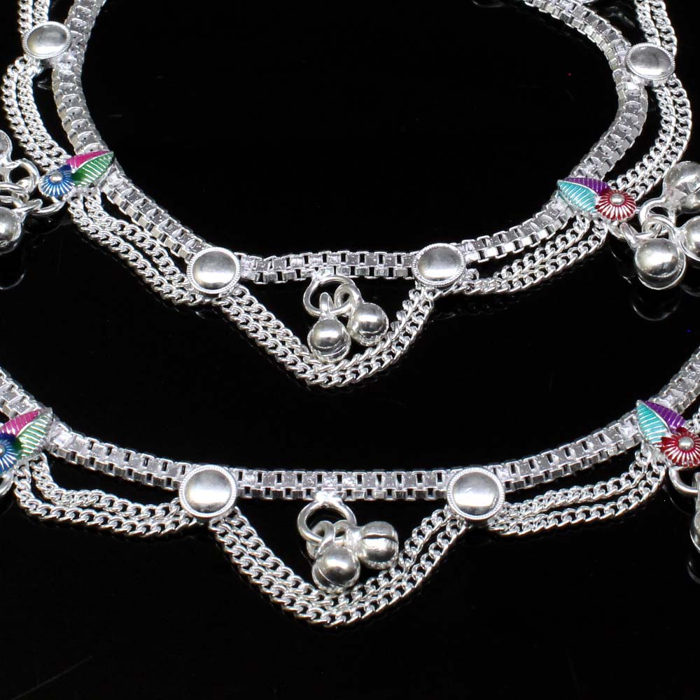 Real Solid 925 Silver Jewelry Kids Anklets chain foot baby Bracelet 6.5"