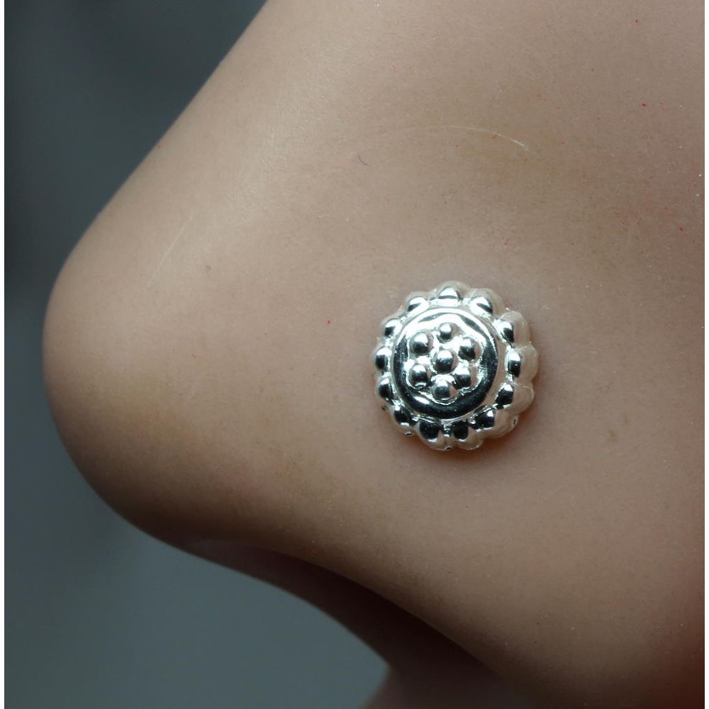 925 Sterling Silver Floral Nose Pin 