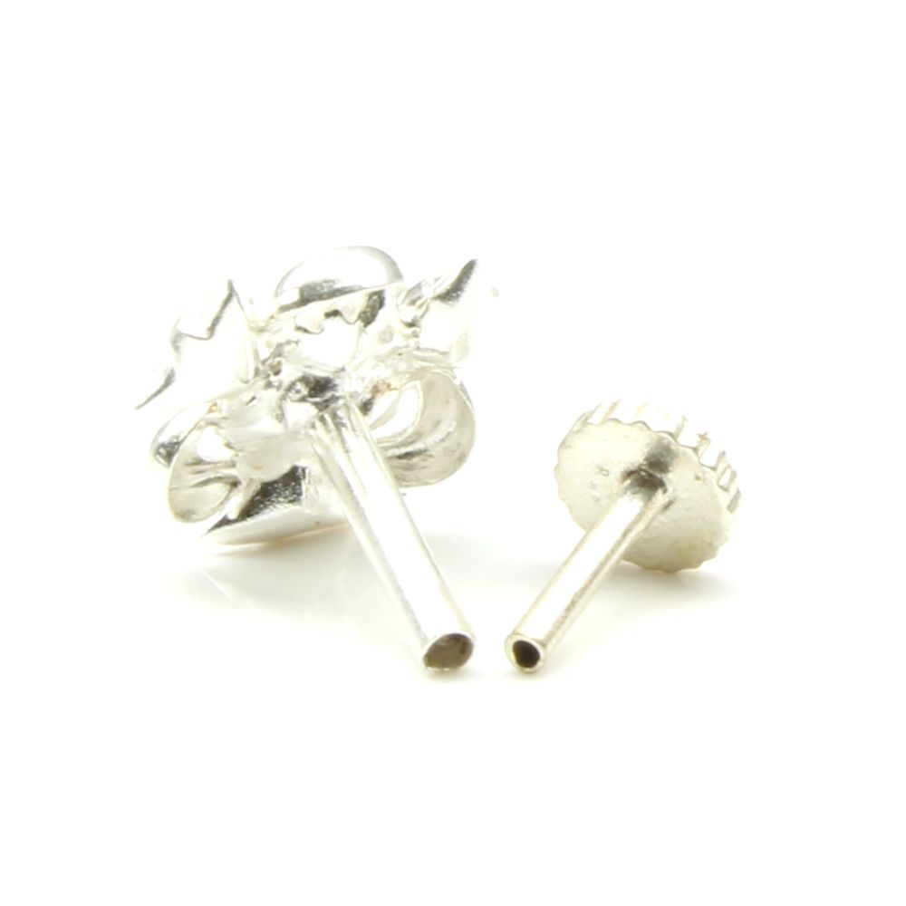 Silver Nose Pin for women with Push pin 