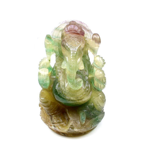 Ganesha Multi Rainbow Fluorite Carved