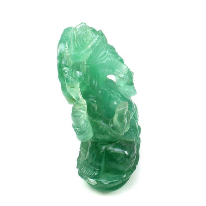 Lord Ganesha Idol Green Fluorite Carved Sculpture Art