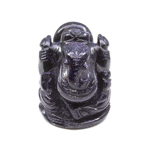 Ganesha Statue Sunstone Blue Carving