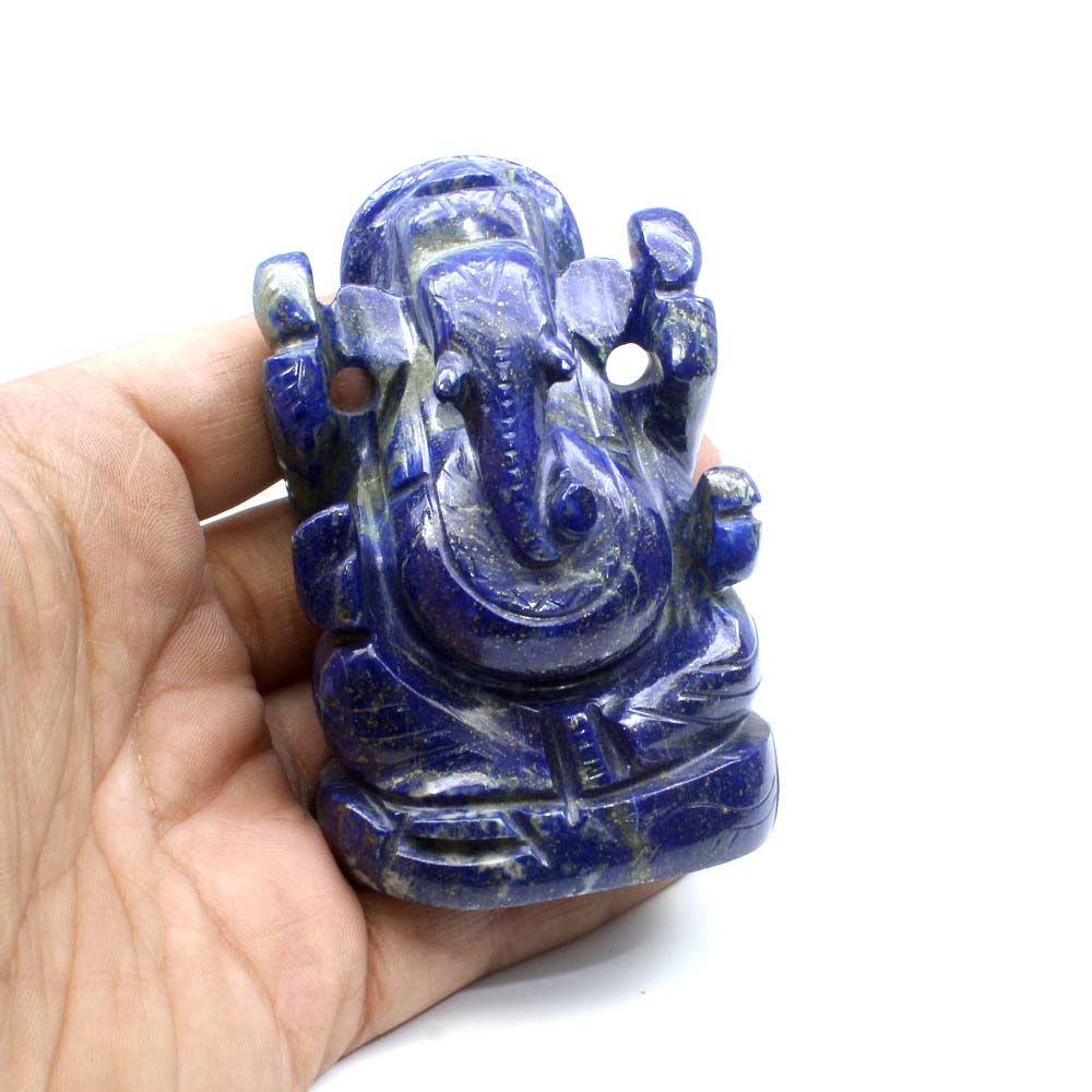 Ganesha God Idol Blue Lapis Lazuli Carved