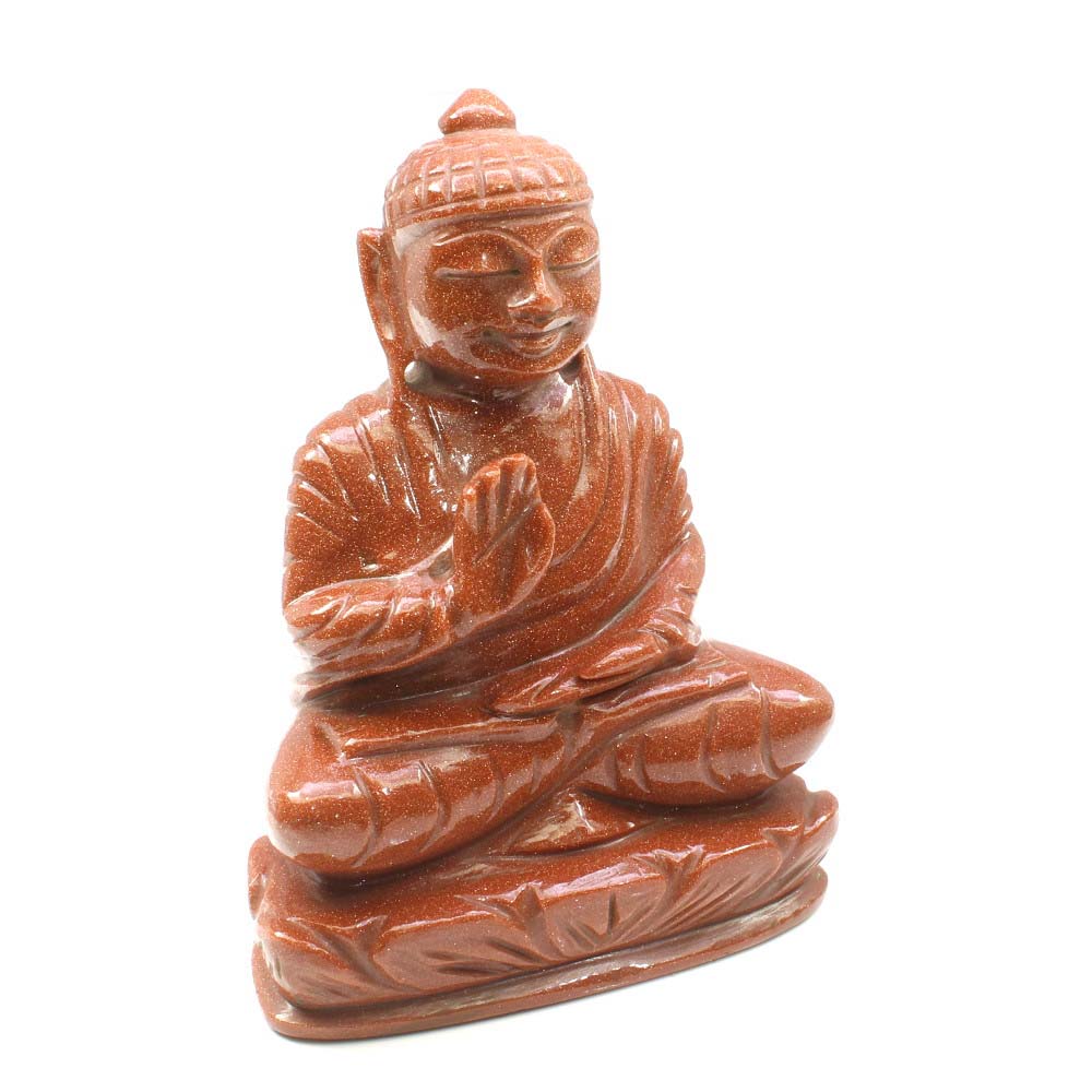 Goldstone Sunstone Carved Lord Buddha