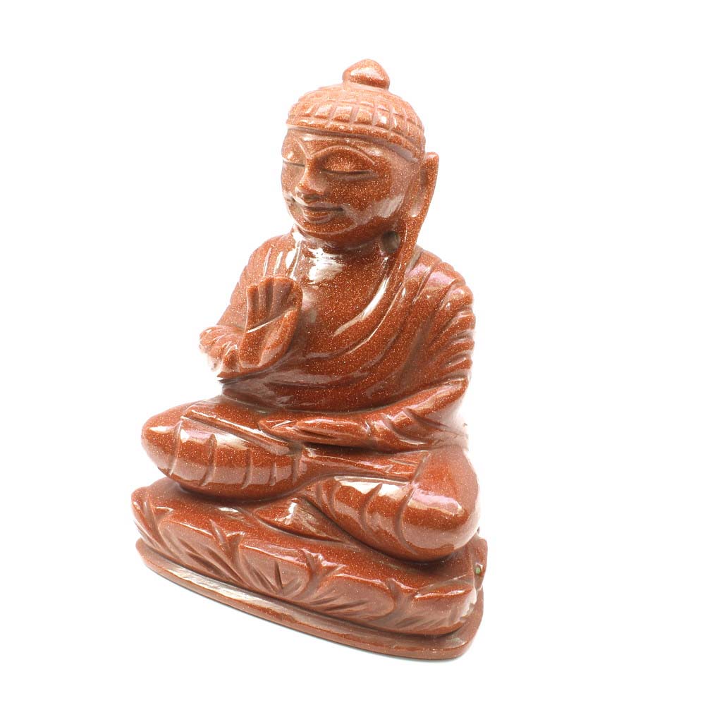 Goldstone Sunstone Carved Lord Buddha