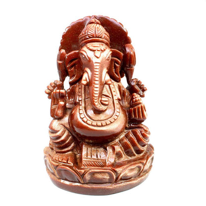 Goldstone Ganesh Carving Prosperity Wealth Luck