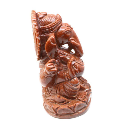 Goldstone Ganesh Carving Prosperity Wealth Luck