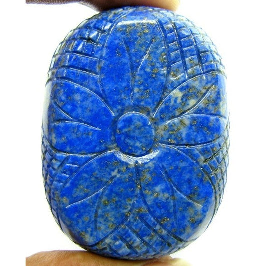 HUGE-Collectible-520Ct-Natural-Untreated-Blue-Lapis-Lazuli-Oval-Shape-Carved-Gem
