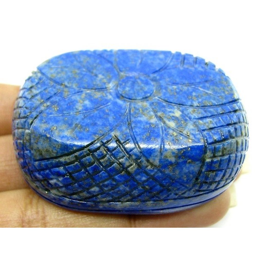 Natural Untreated Blue Lapis Lazuli Oval Shape Carved Gem