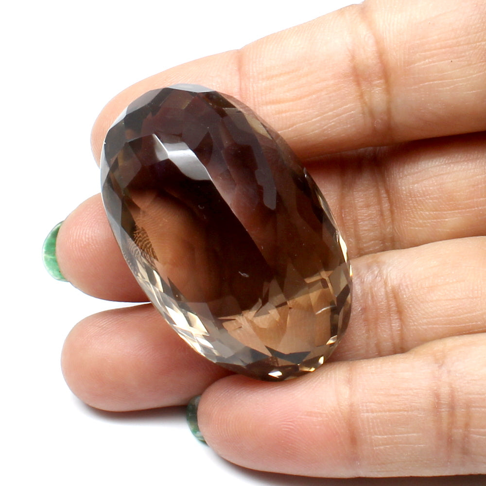 huge collectible 126.1Ct Natural Smoky Quartz Crystal Oval Gemstone