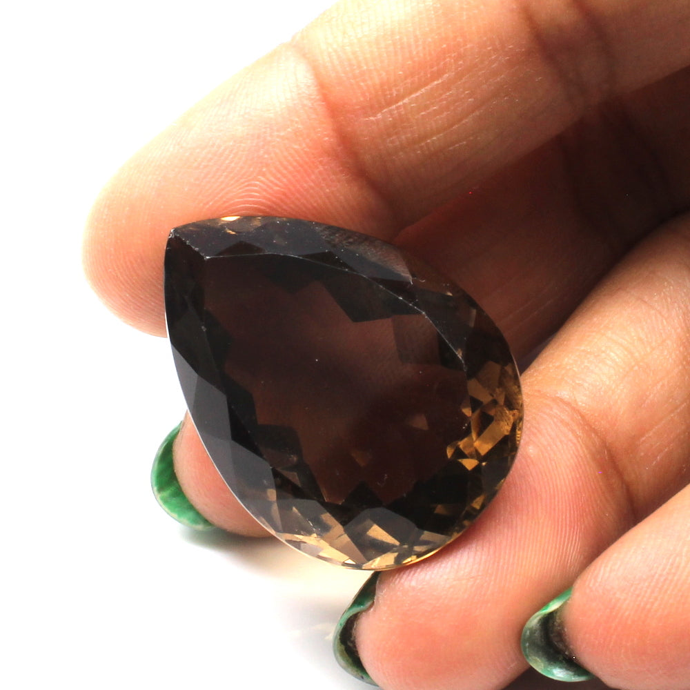 51.8Ct Natural Smoky Quartz Crystal Pear Gemstone