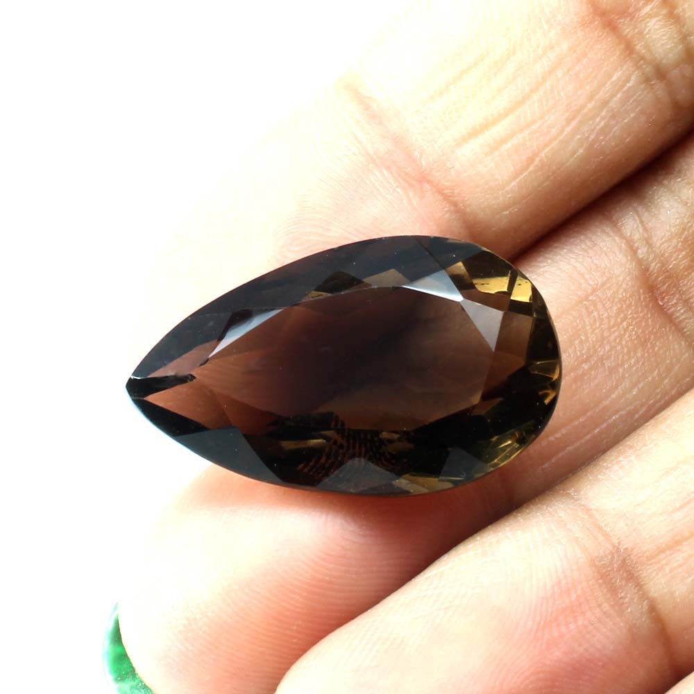 22.4Ct Natural Smoky Quartz Crystal Pear Gemstone