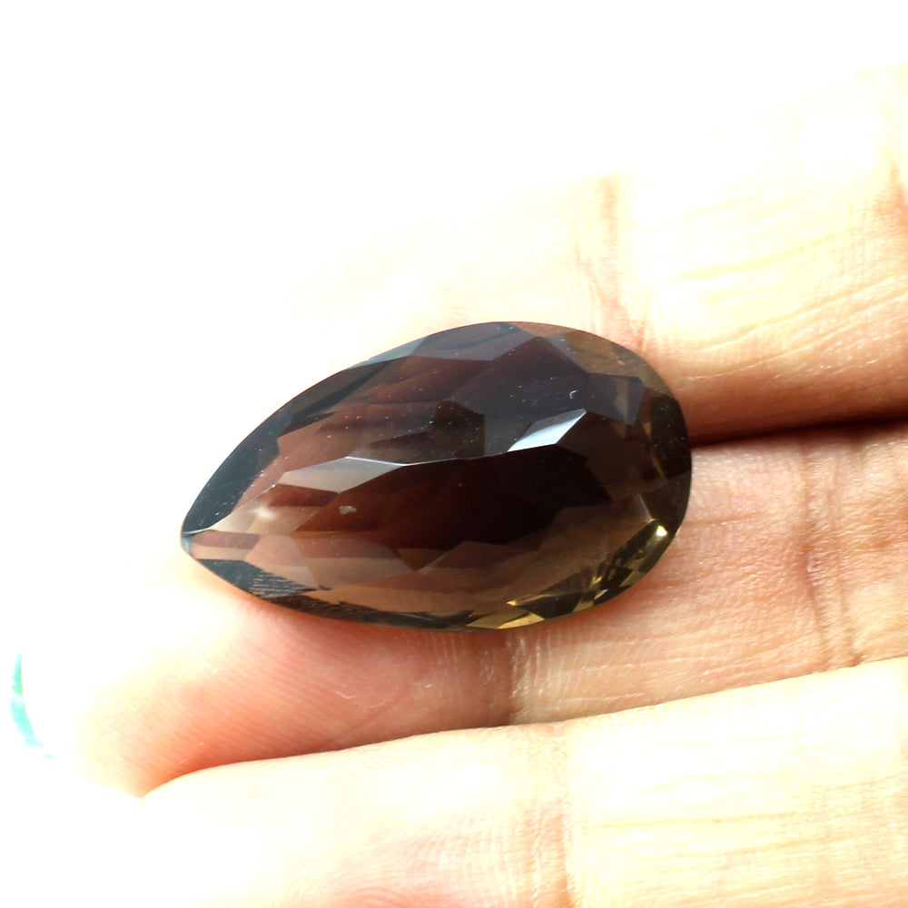 22.4Ct Natural Smoky Quartz Crystal Pear Gemstone