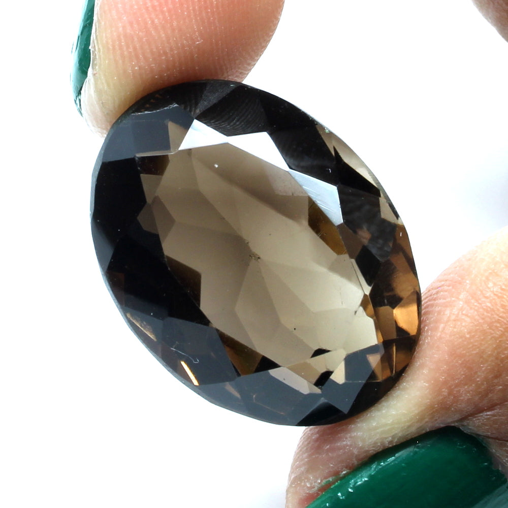 39.7Ct Natural Smoky Quartz Crystal Oval Gemstone