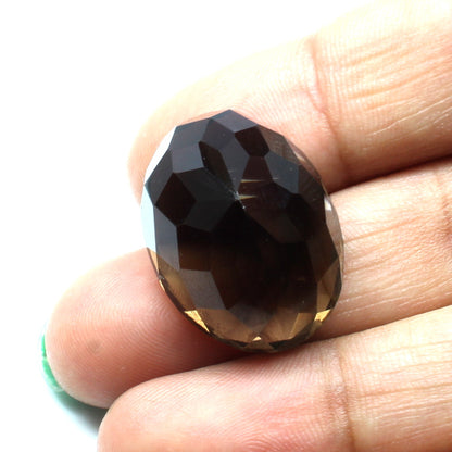 39.7Ct Natural Smoky Quartz Crystal Oval Gemstone