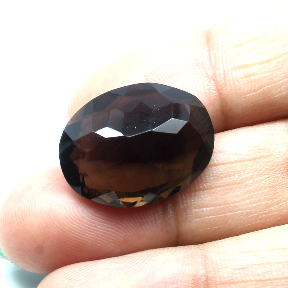 17Ct Natural Smoky Quartz Crystal Oval Gemstone