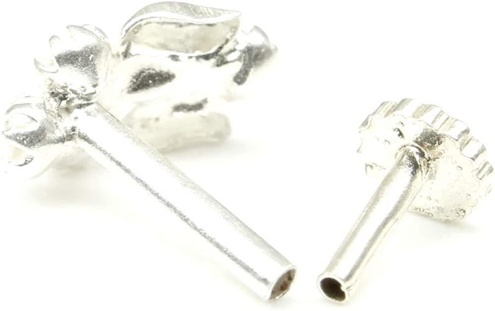 Silver Nose Pin for women with Push pin 