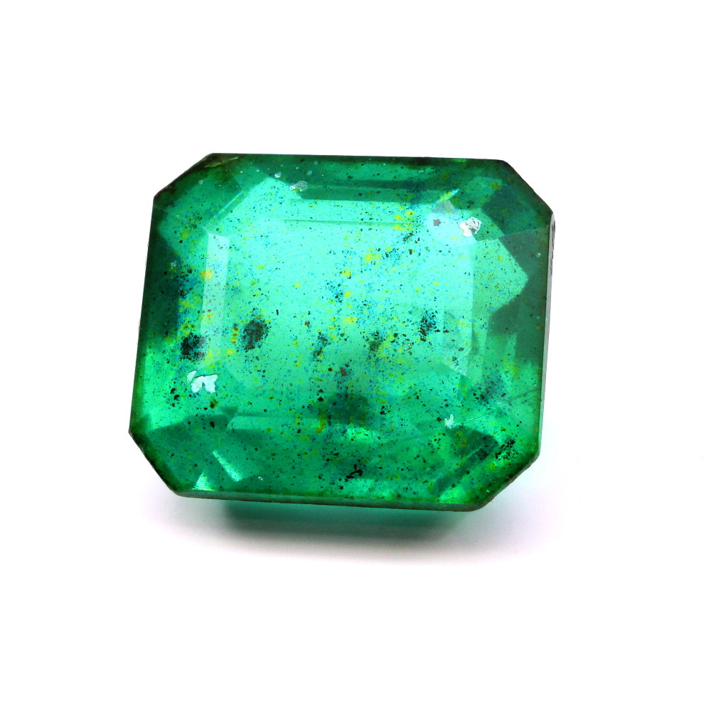 7.3Ct Green Emerald Quartz Doublet Rectangle Faceted Gemstone