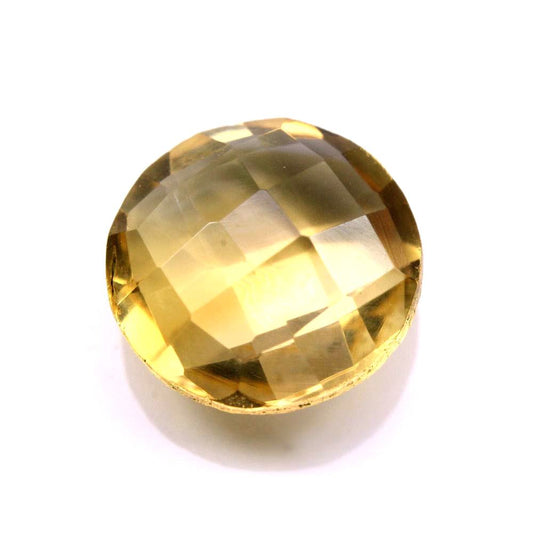 3.15Ct Natural Yellow Citrine (Sunella) Round Checker Cut Gemstone