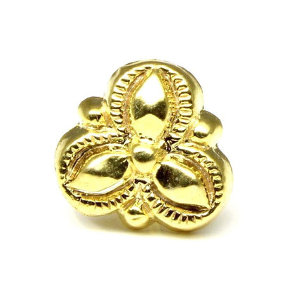 Ethnic gold plated push pin nose stud 18g