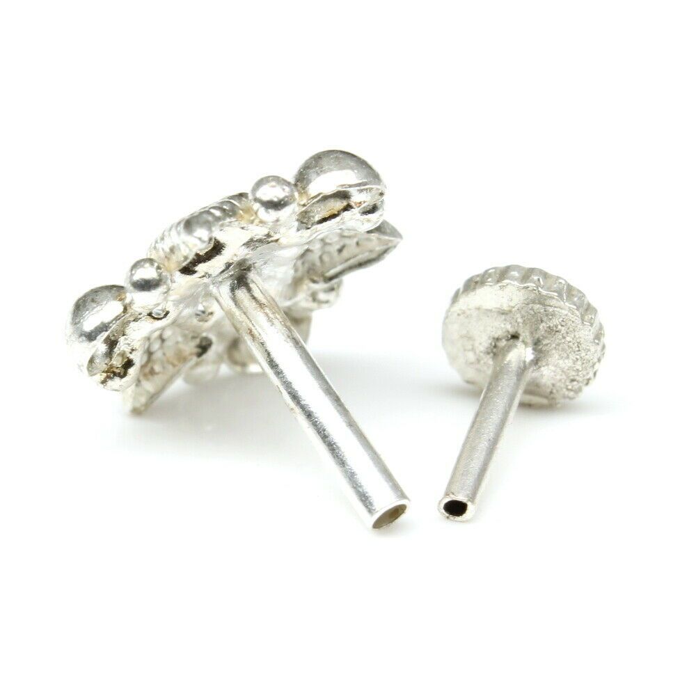 Silver Nose Pin for women with Push pin