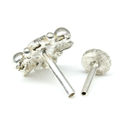 Silver Nose Pin for women with Push pin