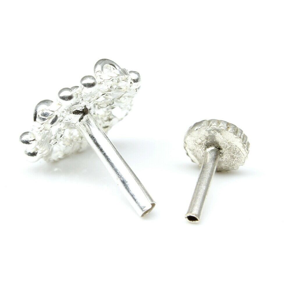 Silver Nose Pin for women with Push pin 