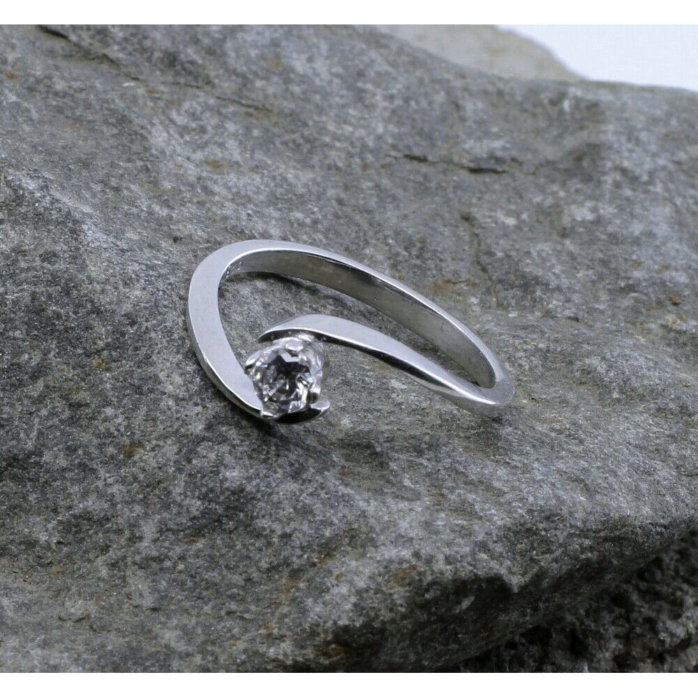 Sterling Silver Ring Platinum Finish