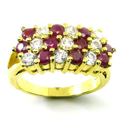 Ruby,-CZ-Gemstone-Studded-.925-Sterling-Silver-Ring-Gold-Finish