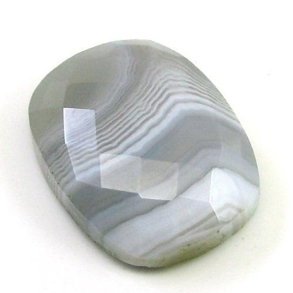 Certified-13.91Ct-Natural-White-Agate-Cushion-Checker-Cut-Gemstone