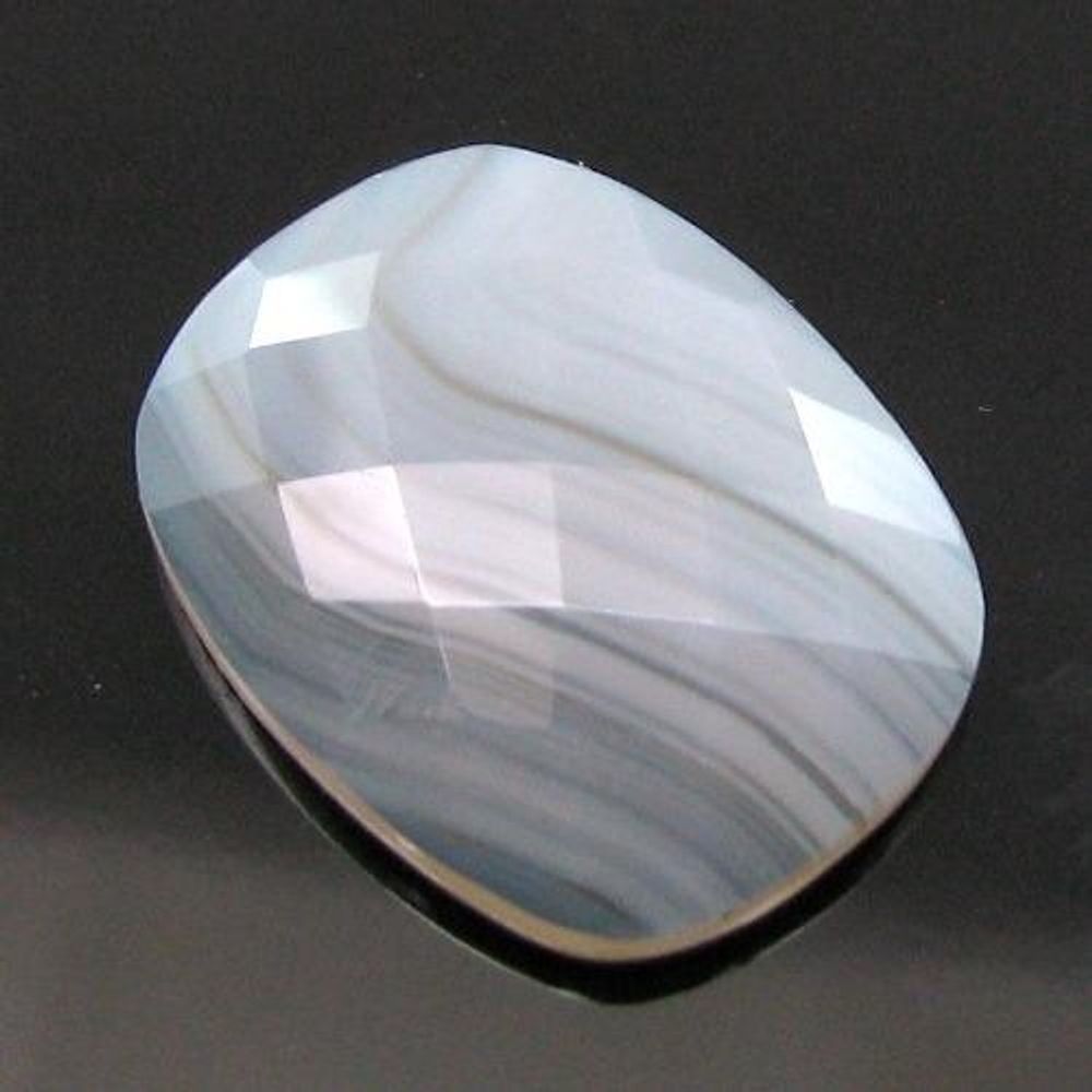 13.6Ct Natural White Agate Cushion Checker Cut Gemstone