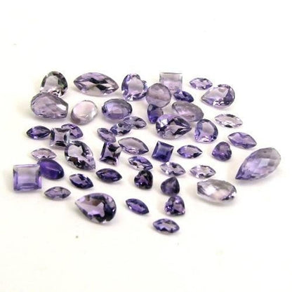 10.1Ct-46pc-Setting-Lot-Natural-Amethyst-Mix-Faceted-Gemstones