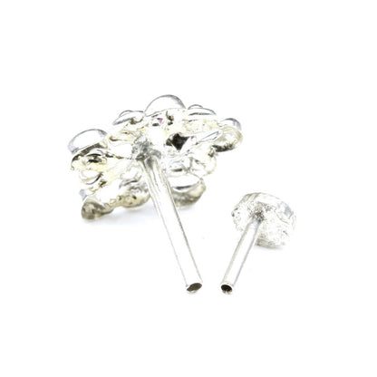 Silver Nose Pin for women with Push pin 