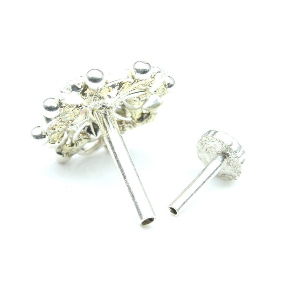 Silver Nose Pin for women with Push pin 