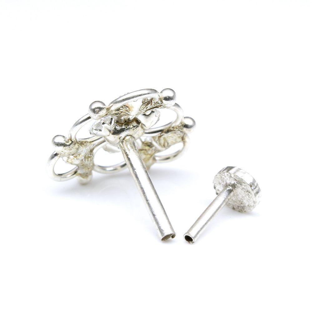 Silver Nath for women with Push pin