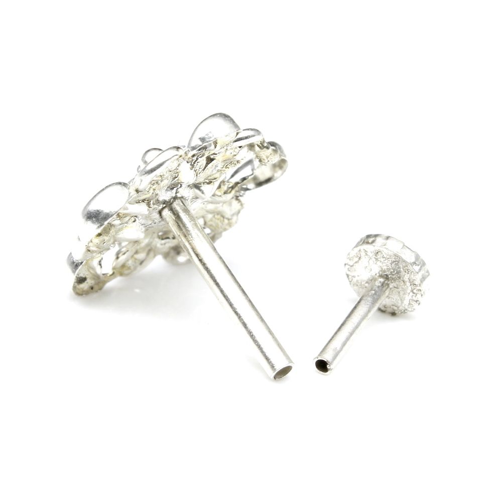 Silver Nose Pin for women with Push pin 