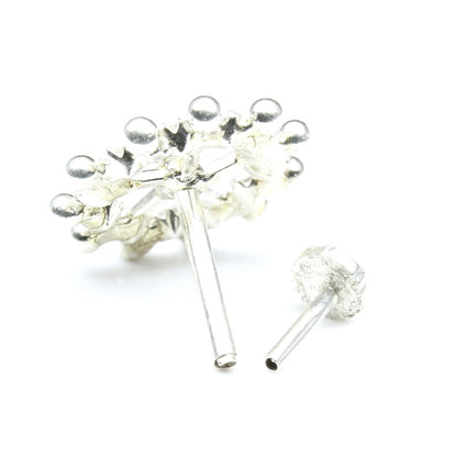 Wheel  925 Sterling Silver White CZ Studded Nose ring Push Pin