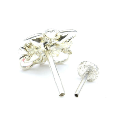 Silver Nose Pin for women with Push pin 